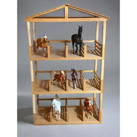 Vintage 1990s Wooden Deluxe 3-Tier Breyer Stable Barn Structure with 9 Stalls - Picture 3 of 12